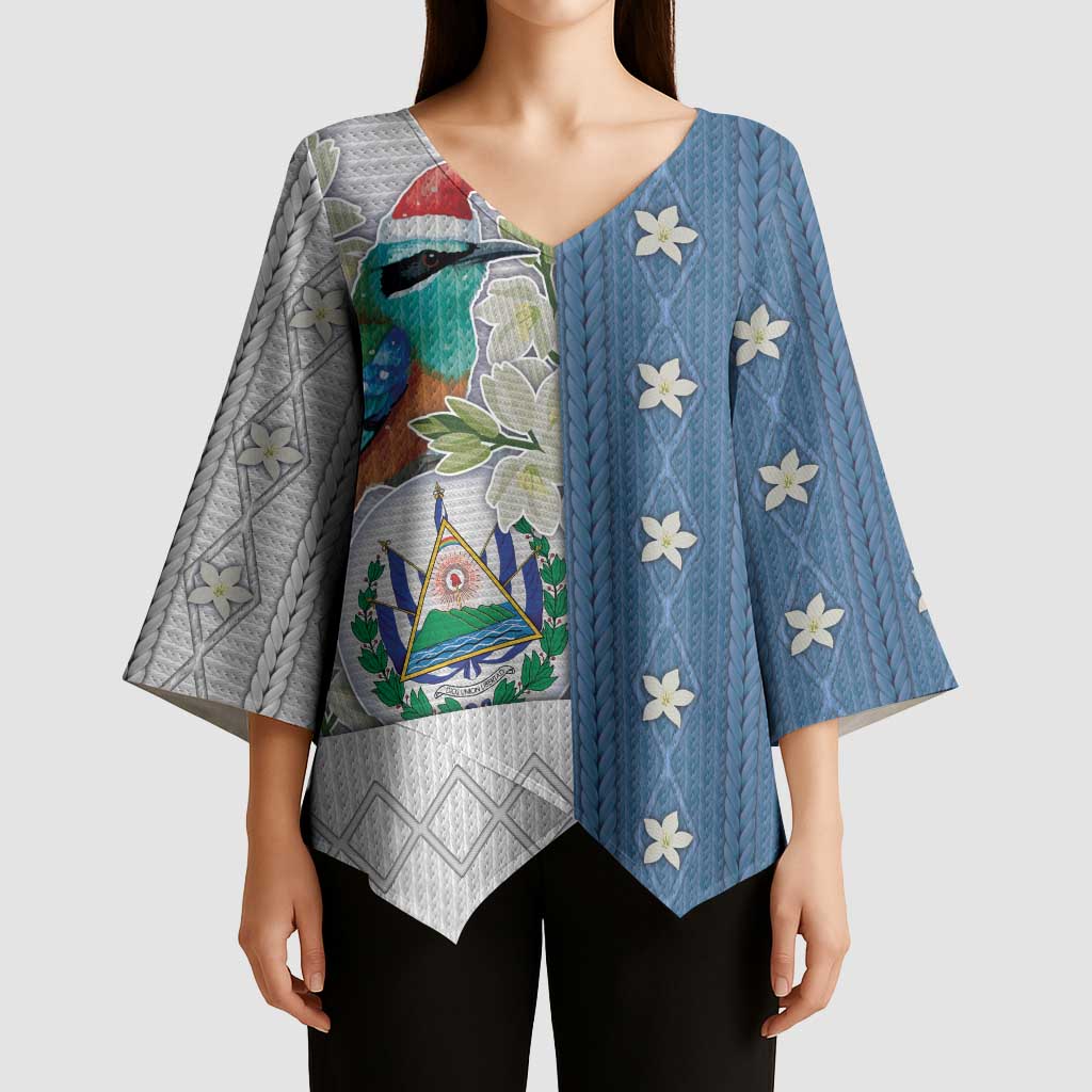 El Salvador Torogoz Christmas Kimono Sleeve Blouse With Wool Effect Patterns - Wonder Print Shop