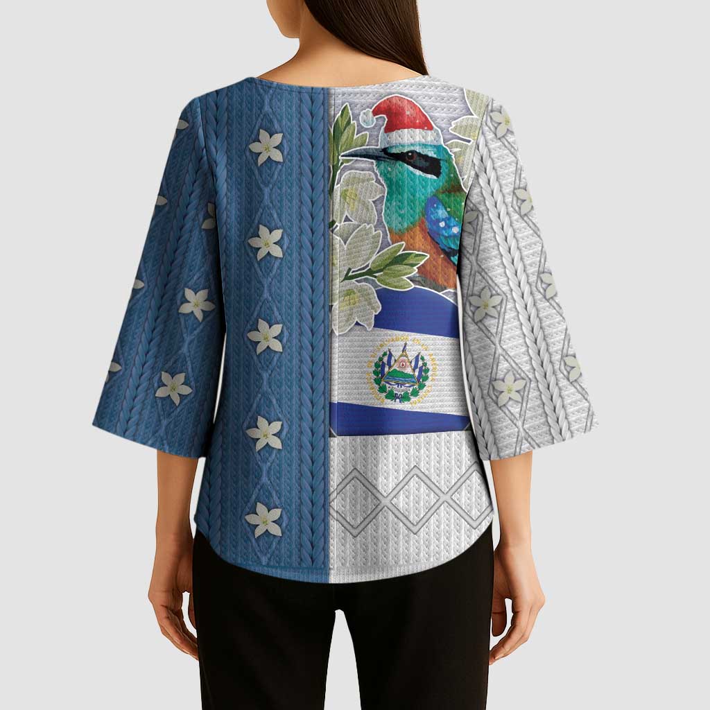 El Salvador Torogoz Christmas Kimono Sleeve Blouse With Wool Effect Patterns - Wonder Print Shop