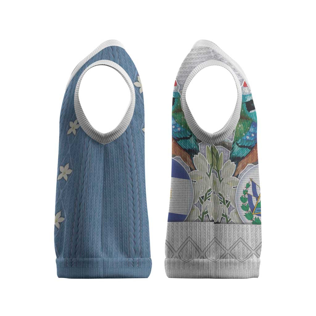 El Salvador Torogoz Christmas Knitted V-Neck Vest With Wool Effect Patterns - Wonder Print Shop