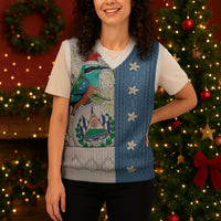 El Salvador Torogoz Christmas Knitted V-Neck Vest With Wool Effect Patterns - Wonder Print Shop