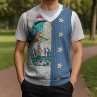 El Salvador Torogoz Christmas Knitted V-Neck Vest With Wool Effect Patterns - Wonder Print Shop