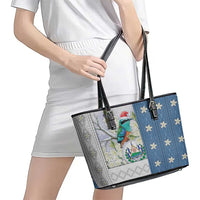 El Salvador Torogoz Christmas Leather Tote Bag With Wool Effect Patterns - Wonder Print Shop