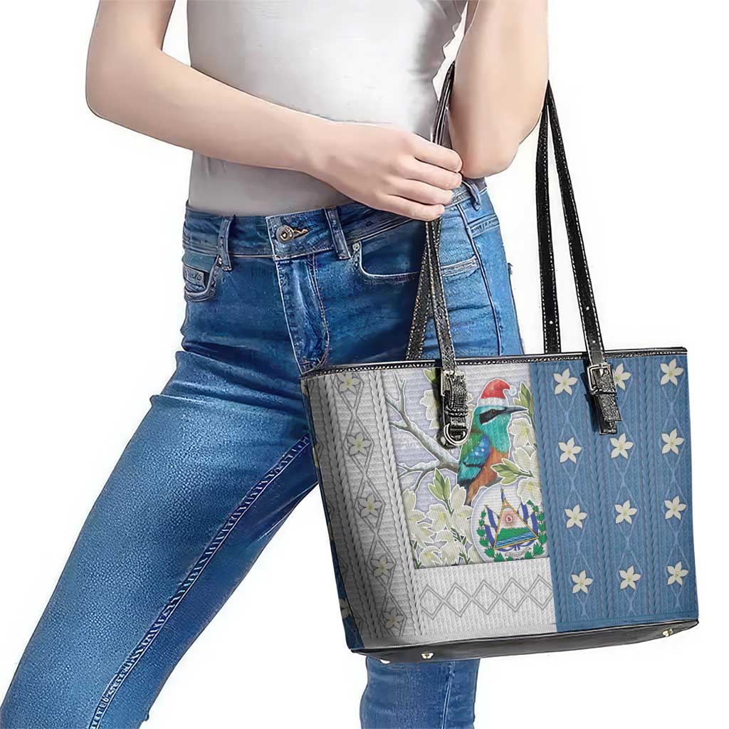El Salvador Torogoz Christmas Leather Tote Bag With Wool Effect Patterns - Wonder Print Shop