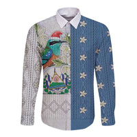 El Salvador Torogoz Christmas Long Sleeve Button Shirt With Wool Effect Patterns - Wonder Print Shop