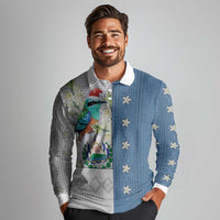 El Salvador Torogoz Christmas Long Sleeve Polo Shirt With Wool Effect Patterns - Wonder Print Shop