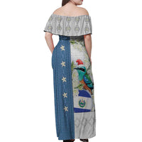 El Salvador Torogoz Christmas Off Shoulder Maxi Dress With Wool Effect Patterns - Wonder Print Shop