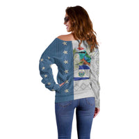 El Salvador Torogoz Christmas Off Shoulder Sweater With Wool Effect Patterns - Wonder Print Shop