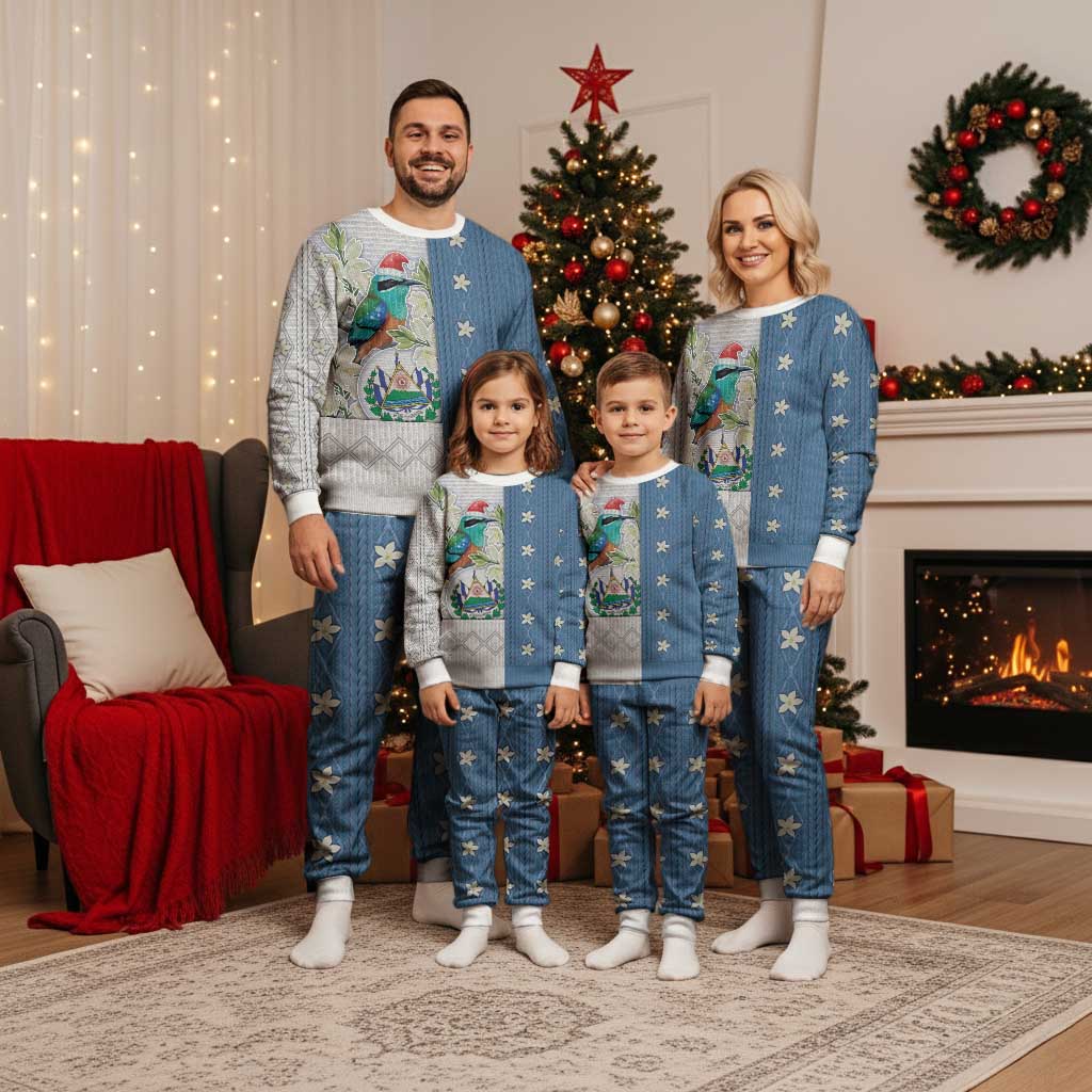 El Salvador Torogoz Christmas Pajama Set With Wool Effect Patterns - Wonder Print Shop
