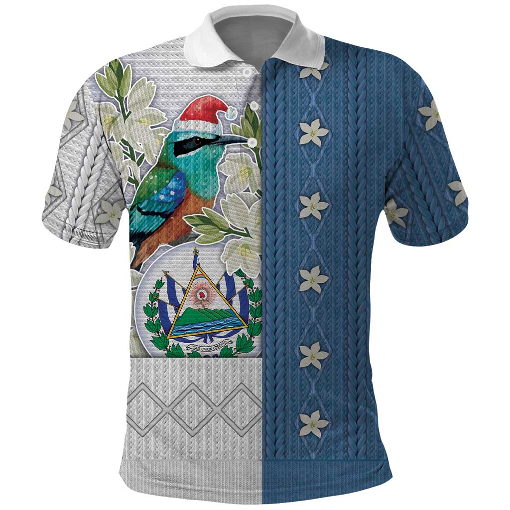 El Salvador Torogoz Christmas Polo Shirt With Wool Effect Patterns - Wonder Print Shop