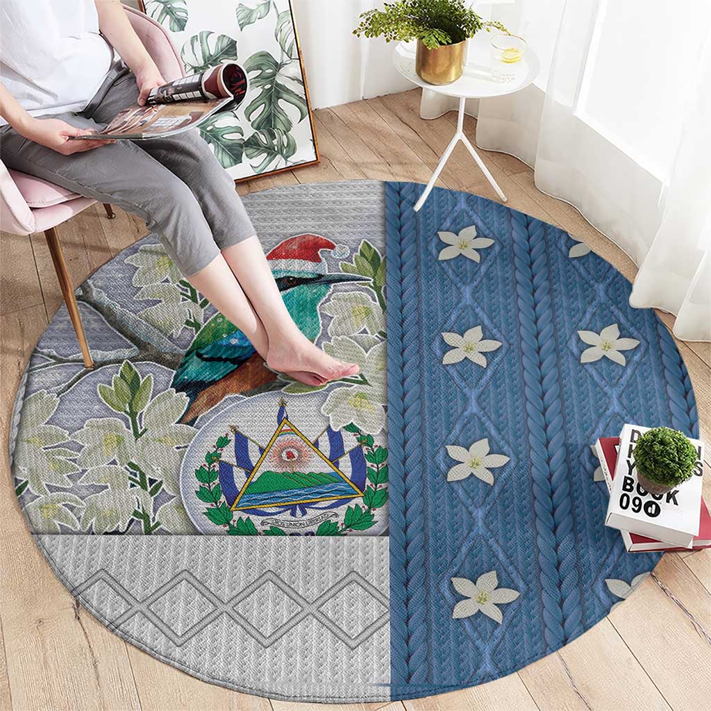 El Salvador Torogoz Christmas Round Carpet With Wool Effect Patterns - Wonder Print Shop
