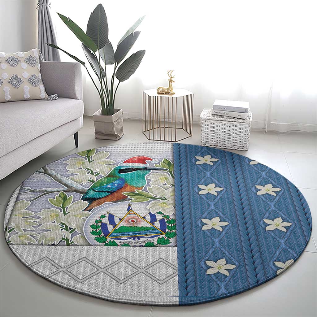El Salvador Torogoz Christmas Round Carpet With Wool Effect Patterns - Wonder Print Shop