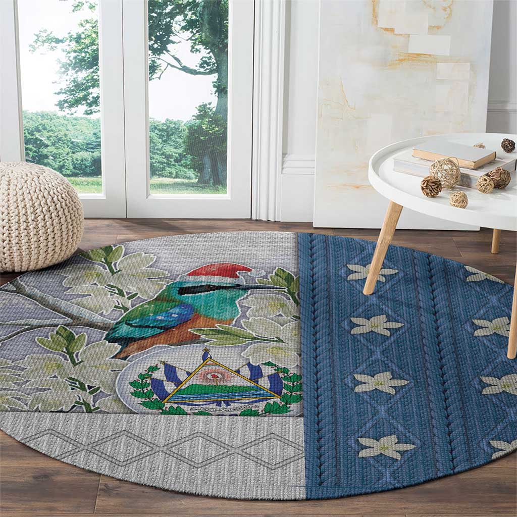 El Salvador Torogoz Christmas Round Carpet With Wool Effect Patterns - Wonder Print Shop