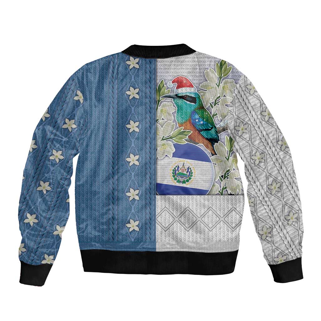 El Salvador Torogoz Christmas Sleeve Zip Bomber Jacket With Wool Effect Patterns - Wonder Print Shop