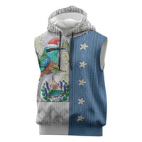 El Salvador Torogoz Christmas Sleeveless Hoodie With Wool Effect Patterns - Wonder Print Shop