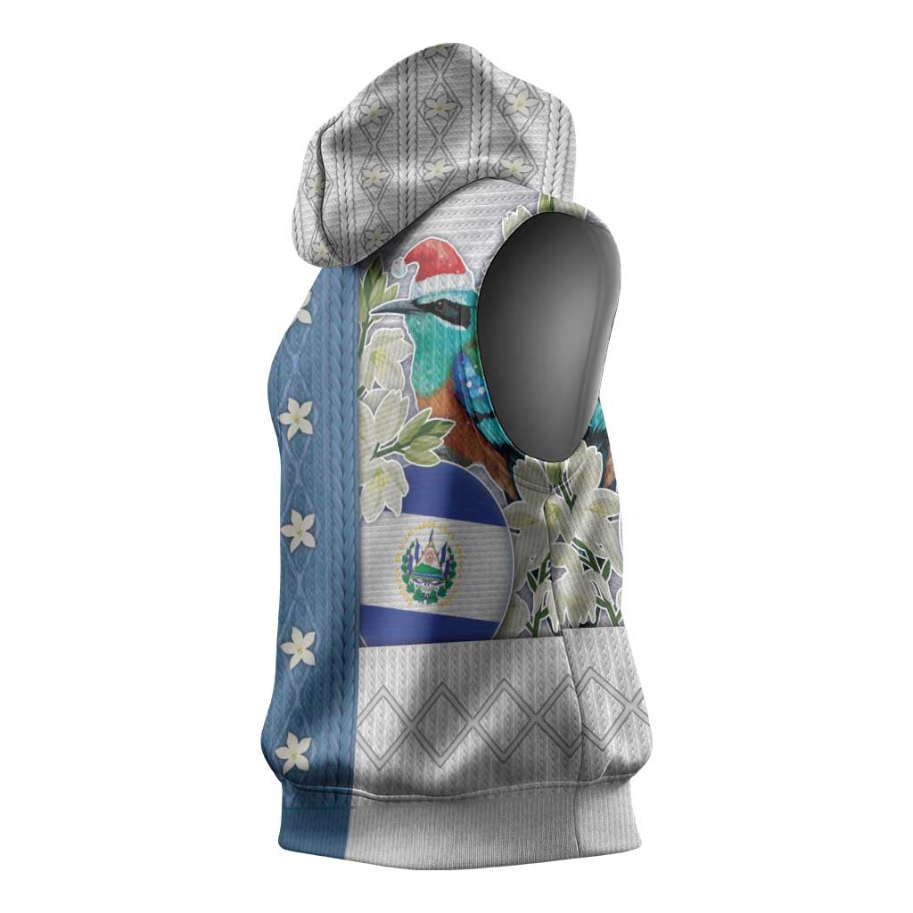 El Salvador Torogoz Christmas Sleeveless Hoodie With Wool Effect Patterns - Wonder Print Shop