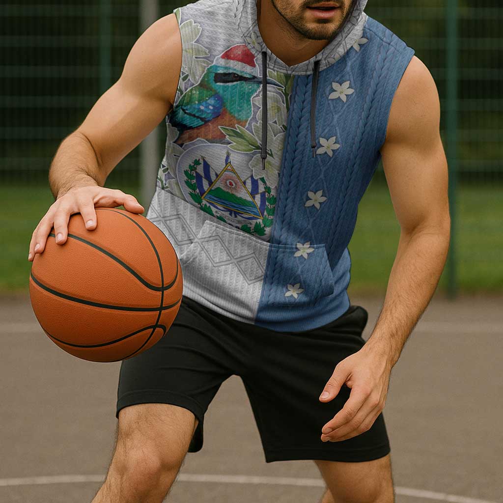 El Salvador Torogoz Christmas Sleeveless Hoodie With Wool Effect Patterns - Wonder Print Shop