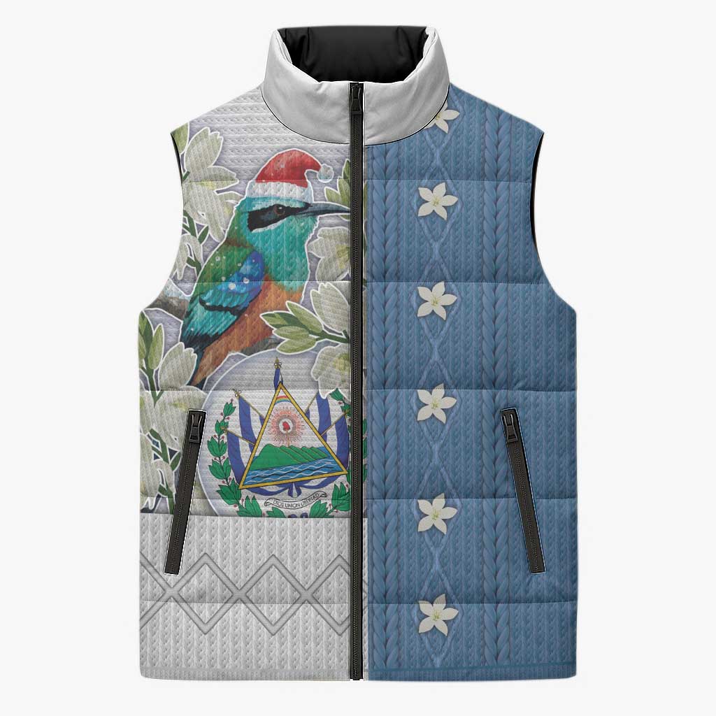 El Salvador Torogoz Christmas Sleeveless Puffer Jacket With Wool Effect Patterns - Wonder Print Shop