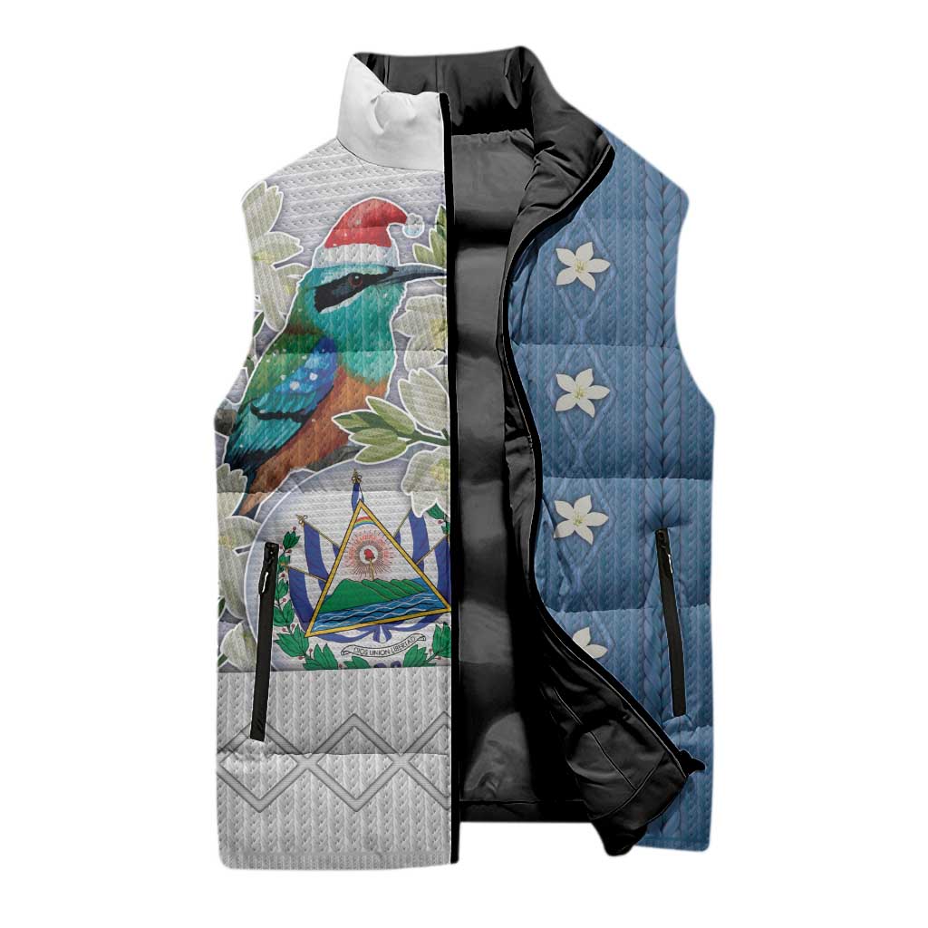 El Salvador Torogoz Christmas Sleeveless Puffer Jacket With Wool Effect Patterns - Wonder Print Shop