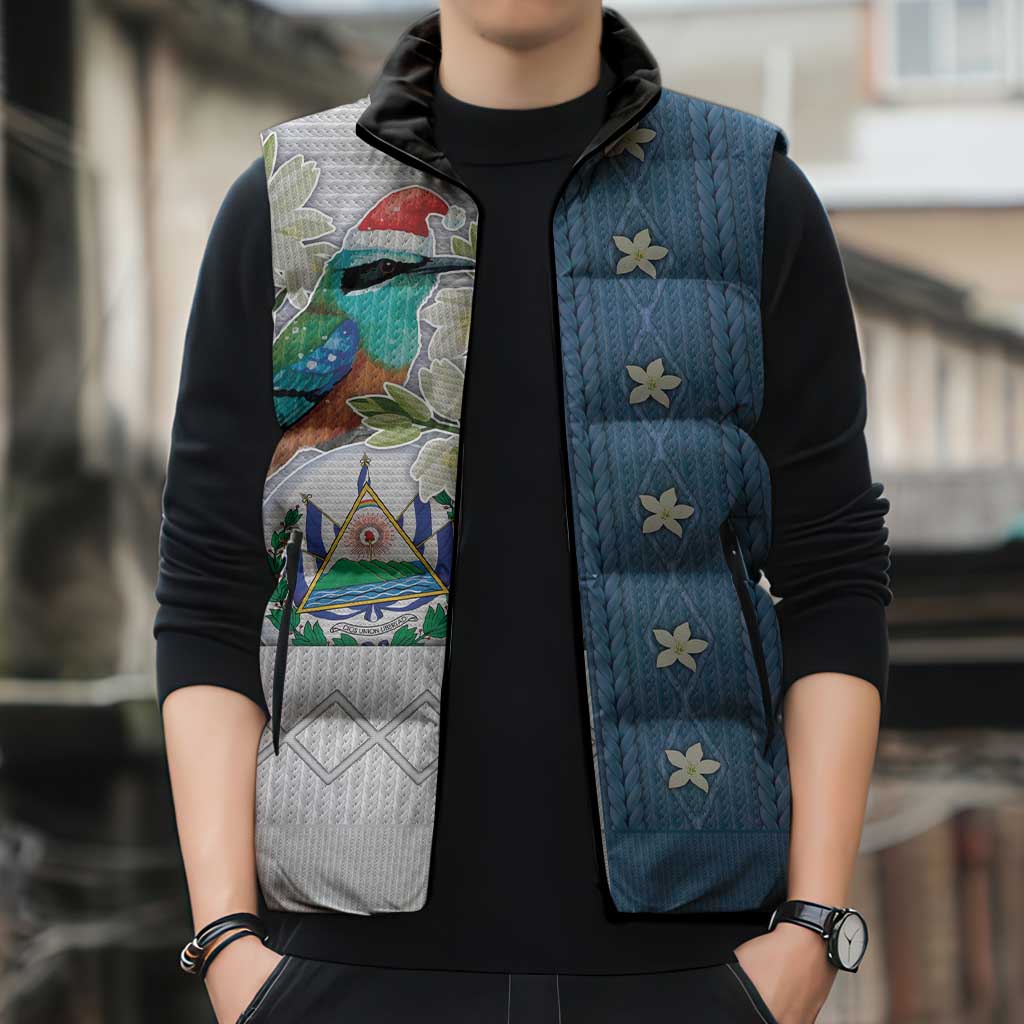 El Salvador Torogoz Christmas Sleeveless Puffer Jacket With Wool Effect Patterns - Wonder Print Shop