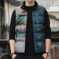 El Salvador Torogoz Christmas Sleeveless Puffer Jacket With Wool Effect Patterns - Wonder Print Shop