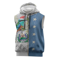 El Salvador Torogoz Christmas Sleeveless Zip Hoodie With Wool Effect Patterns - Wonder Print Shop