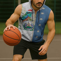 El Salvador Torogoz Christmas Sleeveless Zip Hoodie With Wool Effect Patterns - Wonder Print Shop