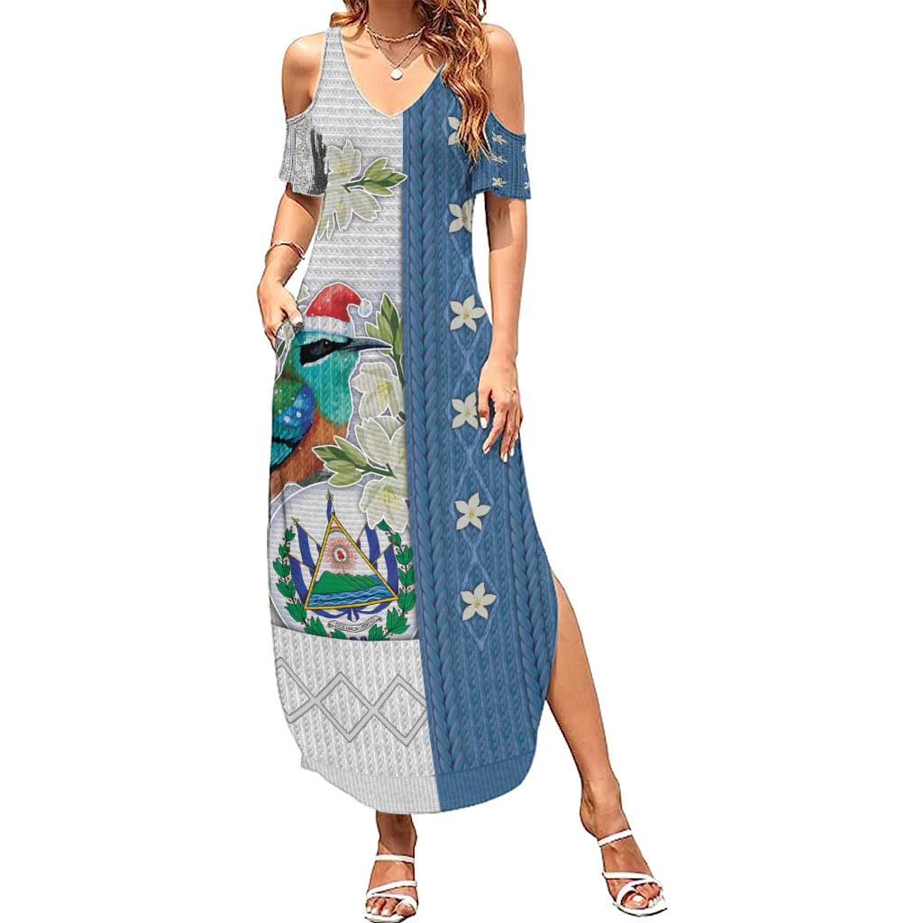 El Salvador Torogoz Christmas Summer Maxi Dress With Wool Effect Patterns - Wonder Print Shop