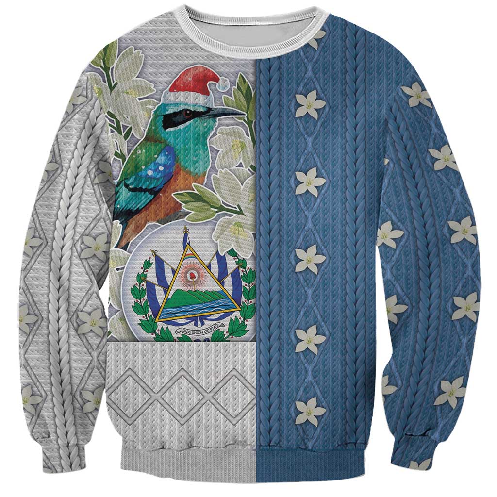 El Salvador Torogoz Christmas Sweatshirt With Wool Effect Patterns - Wonder Print Shop