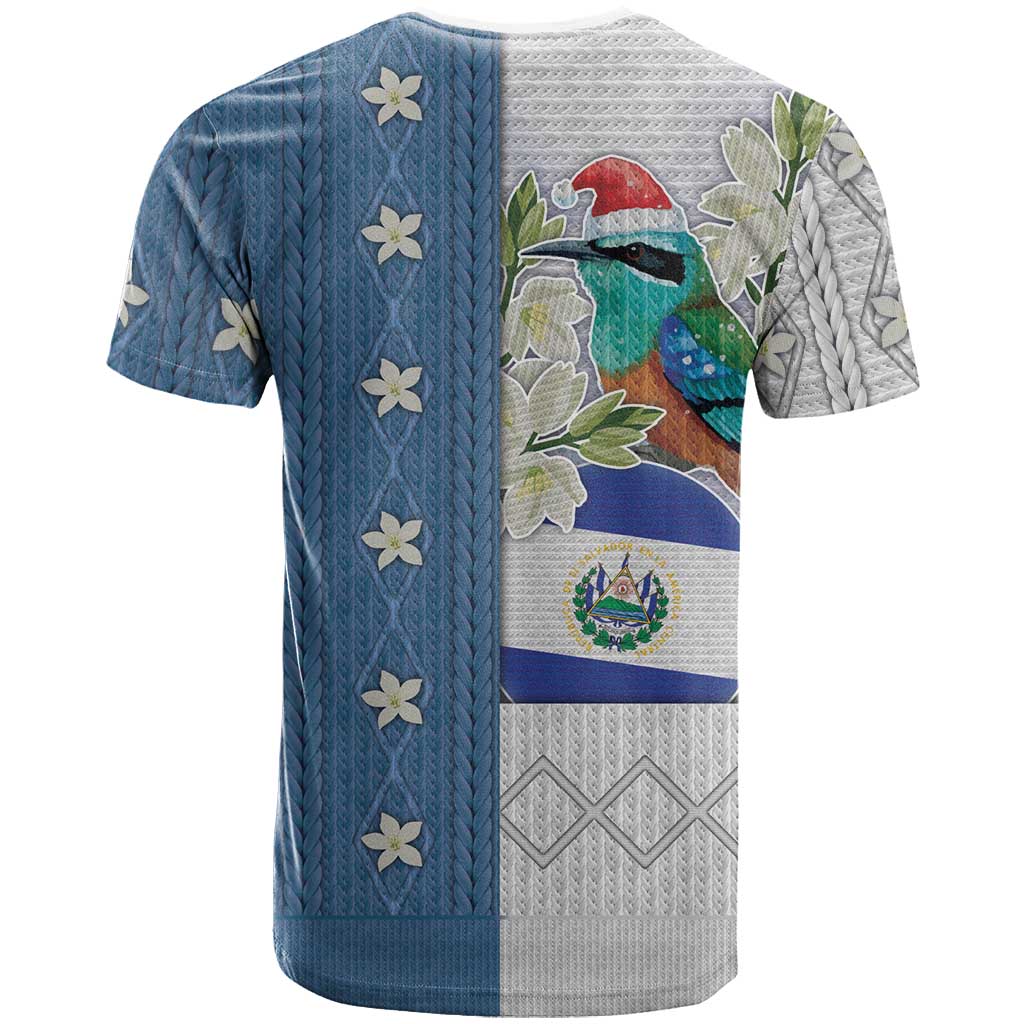 El Salvador Torogoz Christmas T Shirt With Wool Effect Patterns - Wonder Print Shop