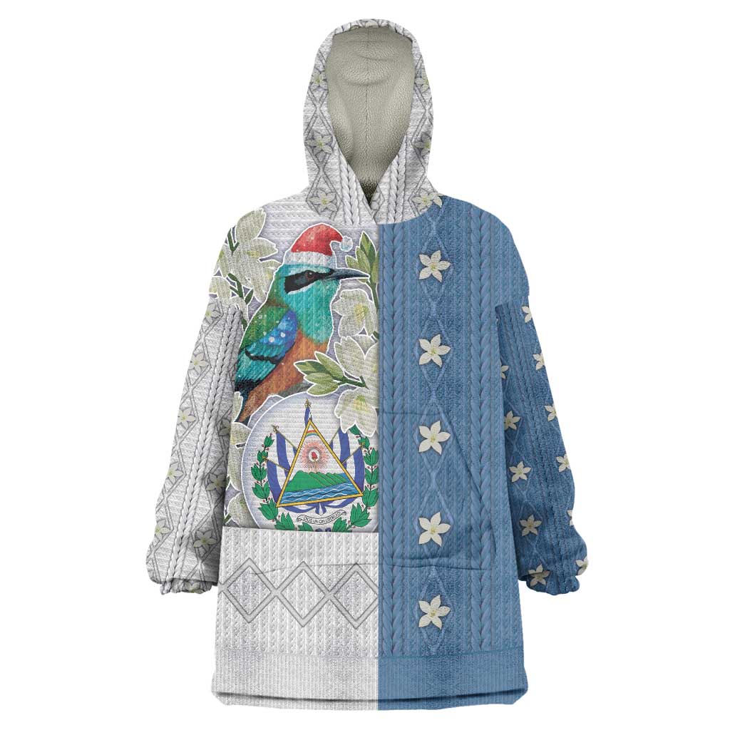 El Salvador Torogoz Christmas Wearable Blanket Hoodie With Wool Effect Patterns - Wonder Print Shop