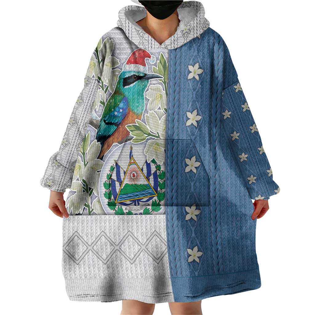 El Salvador Torogoz Christmas Wearable Blanket Hoodie With Wool Effect Patterns - Wonder Print Shop