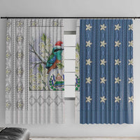 El Salvador Torogoz Christmas Window Curtain With Wool Effect Patterns - Wonder Print Shop