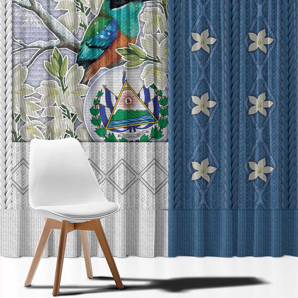El Salvador Torogoz Christmas Window Curtain With Wool Effect Patterns - Wonder Print Shop