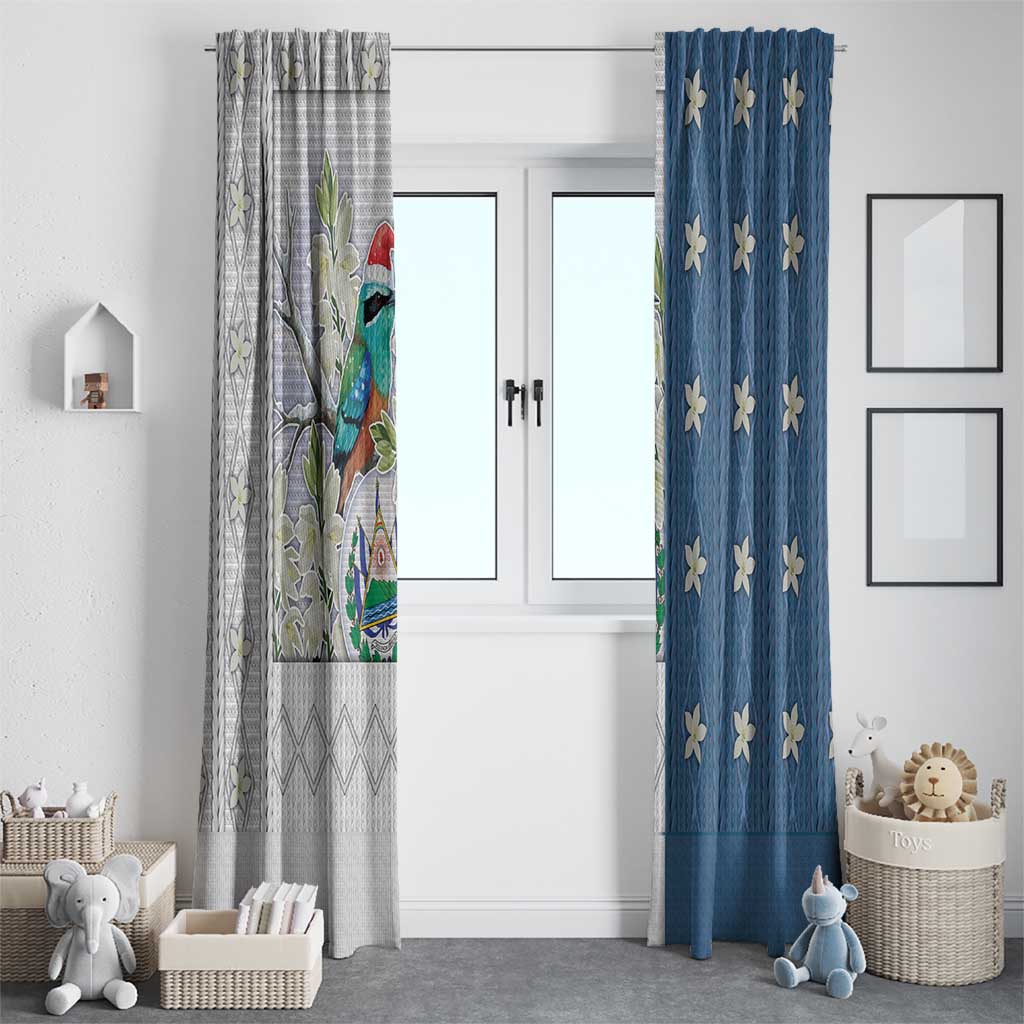 El Salvador Torogoz Christmas Window Curtain With Wool Effect Patterns - Wonder Print Shop