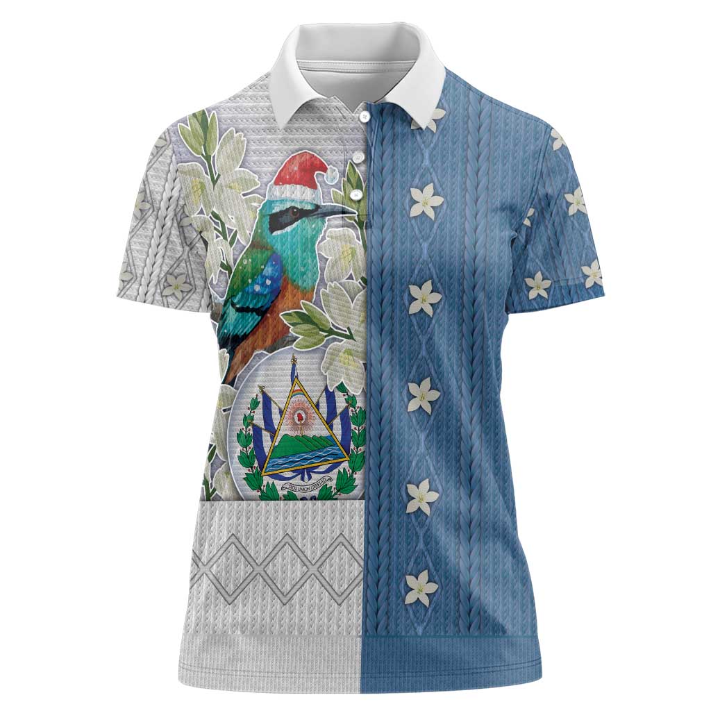 El Salvador Torogoz Christmas Women Polo Shirt With Wool Effect Patterns - Wonder Print Shop