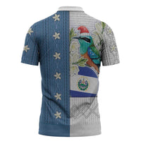 El Salvador Torogoz Christmas Zipper Polo Shirt With Wool Effect Patterns - Wonder Print Shop