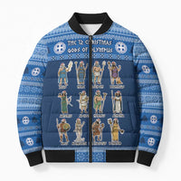 Greece Christmas Bomber Puffer Jacket The Twelve Gods Of Olympus - Wonder Print Shop