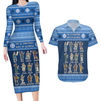 Greece Christmas Couples Matching Long Sleeve Bodycon Dress and Hawaiian Shirt The Twelve Gods Of Olympus - Wonder Print Shop