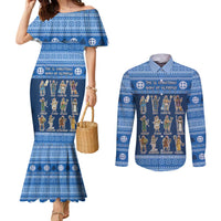 Greece Christmas Couples Matching Mermaid Dress and Long Sleeve Button Shirt The Twelve Gods Of Olympus - Wonder Print Shop