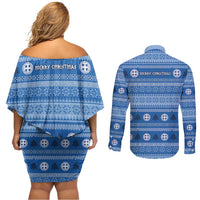 Greece Christmas Couples Matching Off Shoulder Short Dress and Long Sleeve Button Shirt The Twelve Gods Of Olympus - Wonder Print Shop