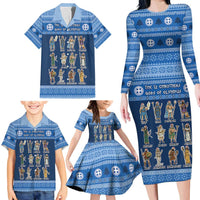 Greece Christmas Family Matching Long Sleeve Bodycon Dress and Hawaiian Shirt The Twelve Gods Of Olympus - Wonder Print Shop