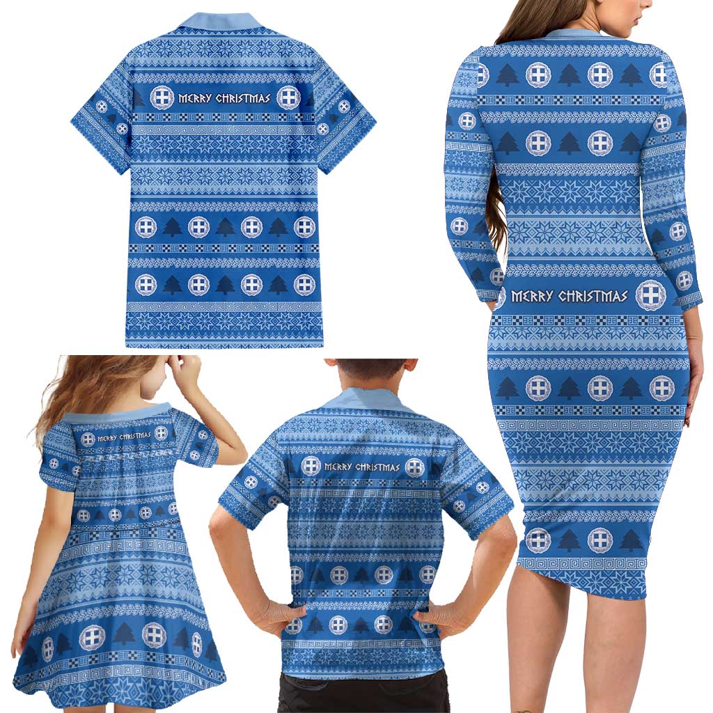 Greece Christmas Family Matching Long Sleeve Bodycon Dress and Hawaiian Shirt The Twelve Gods Of Olympus - Wonder Print Shop