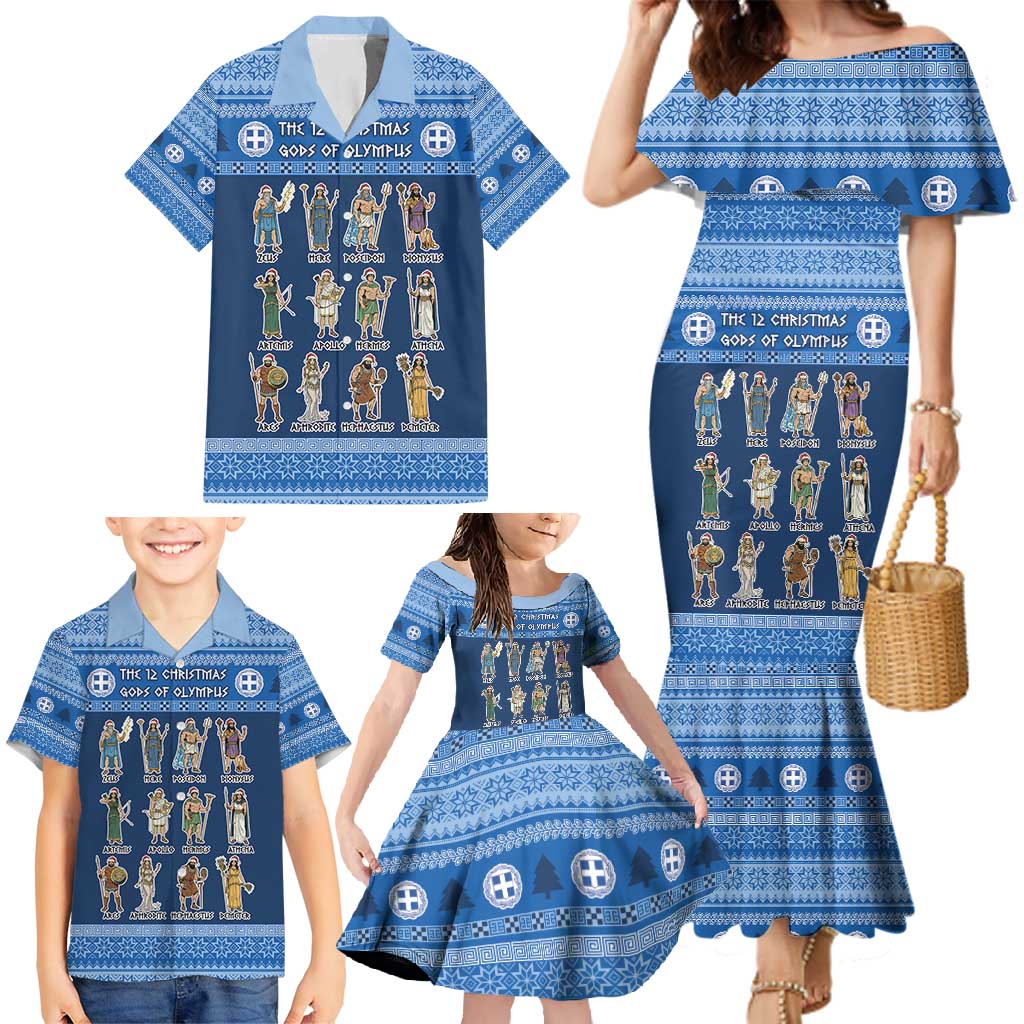 Greece Christmas Family Matching Mermaid Dress and Hawaiian Shirt The Twelve Gods Of Olympus - Wonder Print Shop