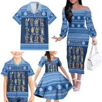 Greece Christmas Family Matching Off The Shoulder Long Sleeve Dress and Hawaiian Shirt The Twelve Gods Of Olympus - Wonder Print Shop