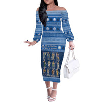 Greece Christmas Family Matching Off The Shoulder Long Sleeve Dress and Hawaiian Shirt The Twelve Gods Of Olympus - Wonder Print Shop