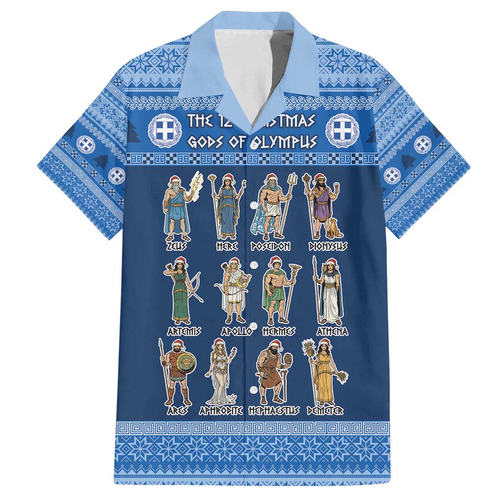Greece Christmas Family Matching Off Shoulder Maxi Dress and Hawaiian Shirt The Twelve Gods Of Olympus - Wonder Print Shop