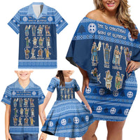 Greece Christmas Family Matching Off Shoulder Short Dress and Hawaiian Shirt The Twelve Gods Of Olympus - Wonder Print Shop