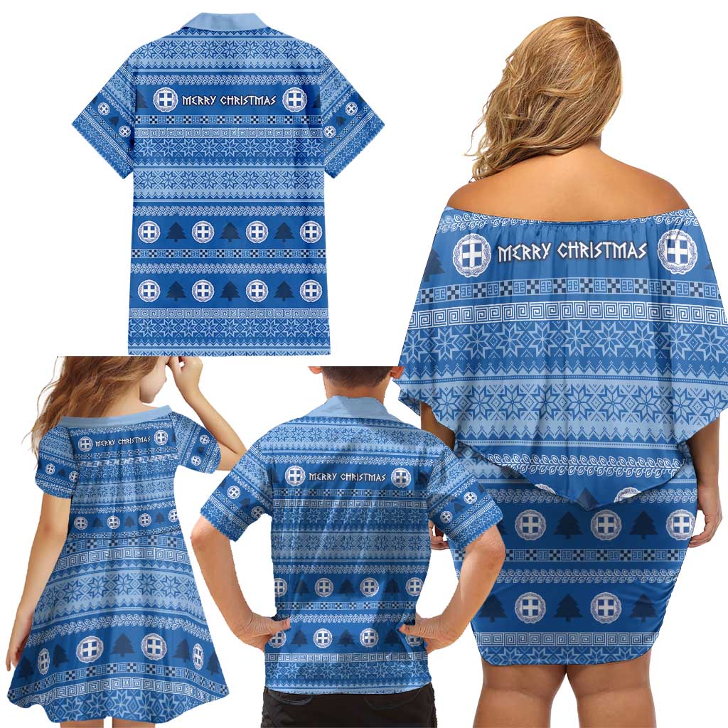 Greece Christmas Family Matching Off Shoulder Short Dress and Hawaiian Shirt The Twelve Gods Of Olympus - Wonder Print Shop