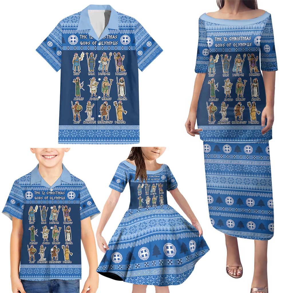Greece Christmas Family Matching Puletasi and Hawaiian Shirt The Twelve Gods Of Olympus - Wonder Print Shop