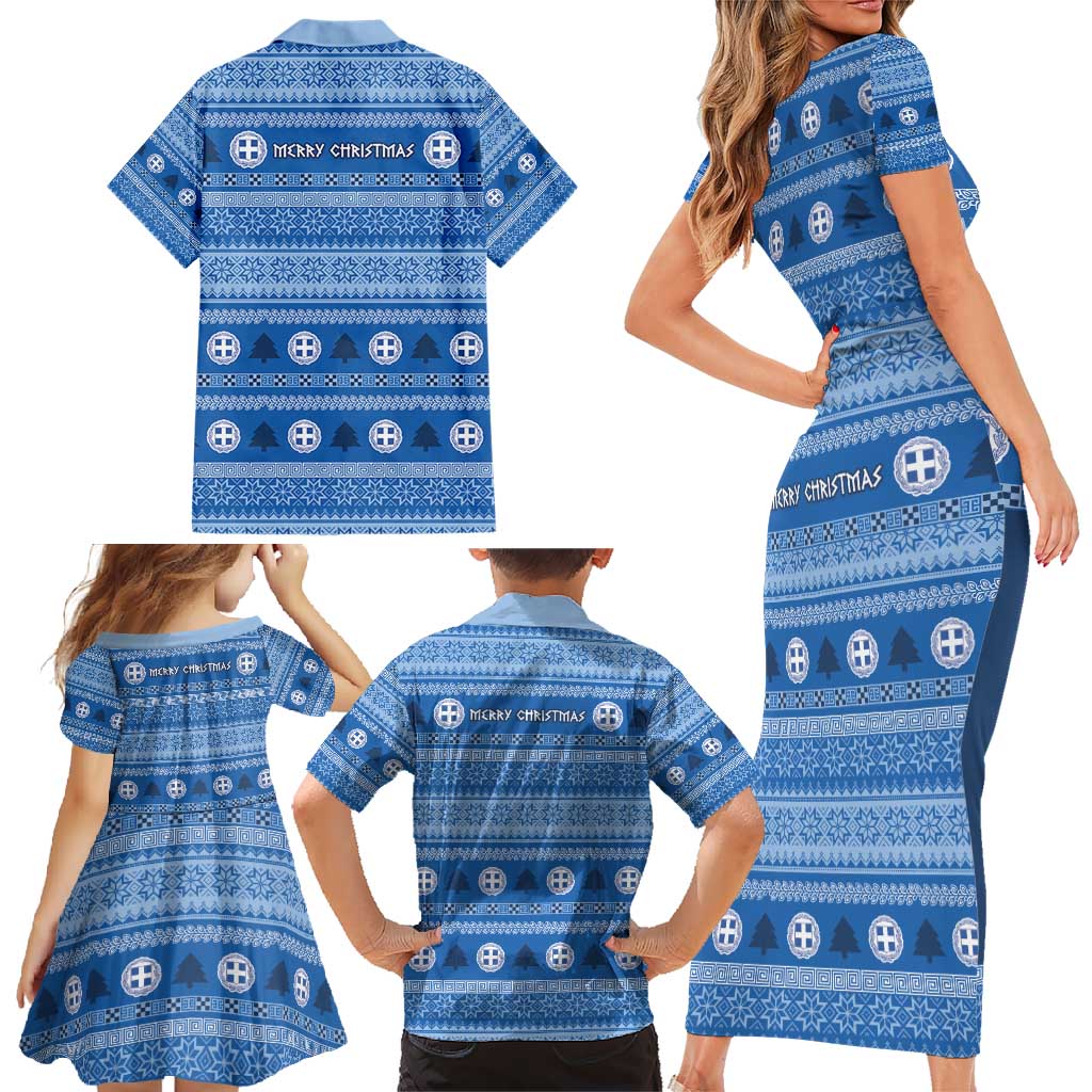 Greece Christmas Family Matching Short Sleeve Bodycon Dress and Hawaiian Shirt The Twelve Gods Of Olympus - Wonder Print Shop